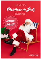  Christmas Sale in July with Santa Claus Sitting on a Chaise Lounge