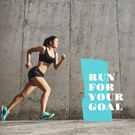 Fitness inspiration with Running Woman Instagram AD Design Template