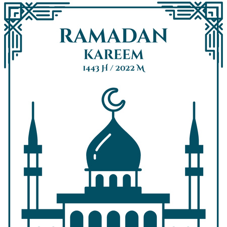Modrý a bílý pozdrav o ramadánu s mešitou Instagram Šablona návrhu