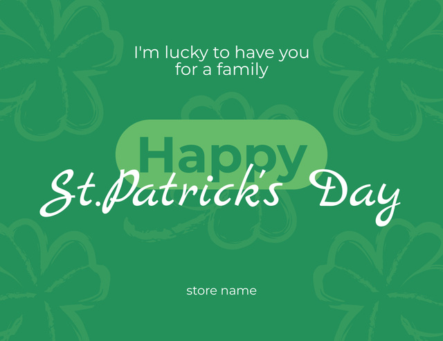 Happy St. Patrick's Day on Green Thank You Card 5.5x4in Horizontal Design Template