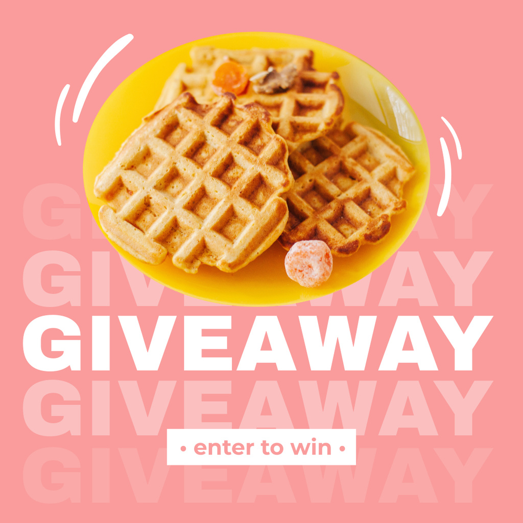 Food Giveaway Announcement with Tasty Waffle Instagram Design Template