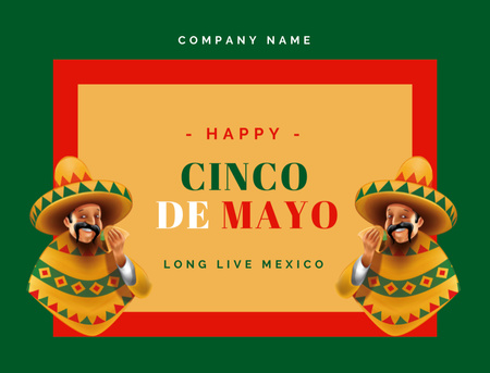 Cinco de Mayo Ad with Men in Sombrero Postcard 4.2x5.5in Design Template