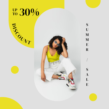 Designvorlage Fashion Sale with Bright Stylish Woman für Instagram