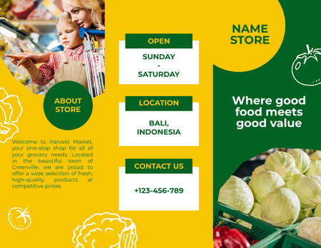 Food and Grocery Needs Market Promotion With Quote Brochure 8.5x11in Design Template