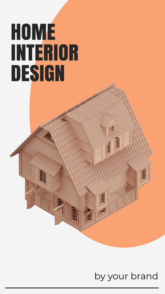 Home Interior Design Project with 3d House Illustration Mobile Presentationデザインテンプレート