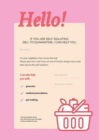 Volunteer Help Notice for people on Self-isolation Poster Design Template