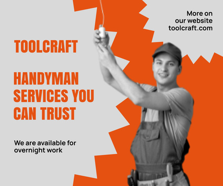 Attentive Handyman Services Offer With Slogan Large Rectangle Design Template