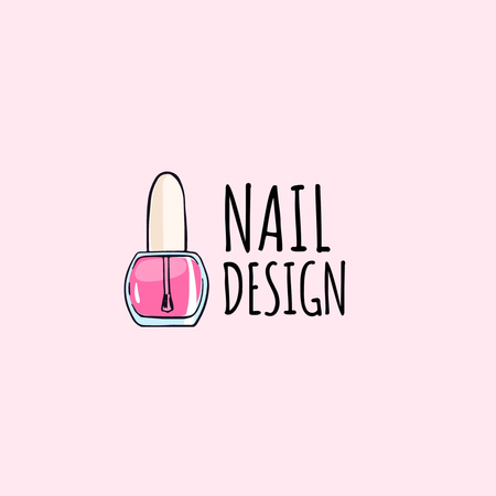Classic Manicure Design with Nail Polish Logo 1080x1080px Tasarım Şablonu