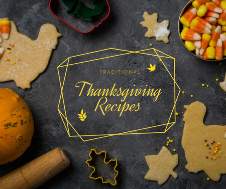Ontwerpsjabloon van Facebook van Thanksgiving-koekjes en -snoepjes koken
