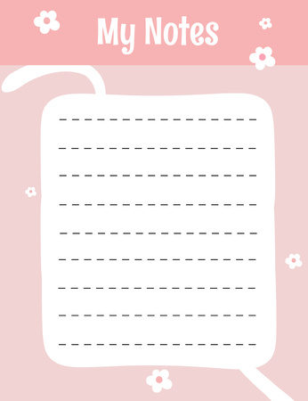 Daily Tasks List with White Daisies on Pink Notepad 107x139mm Tasarım Şablonu