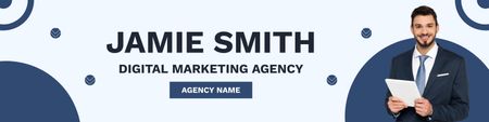 Template di design Digital Marketing Agency Ad with Successful Businessman LinkedIn Cover