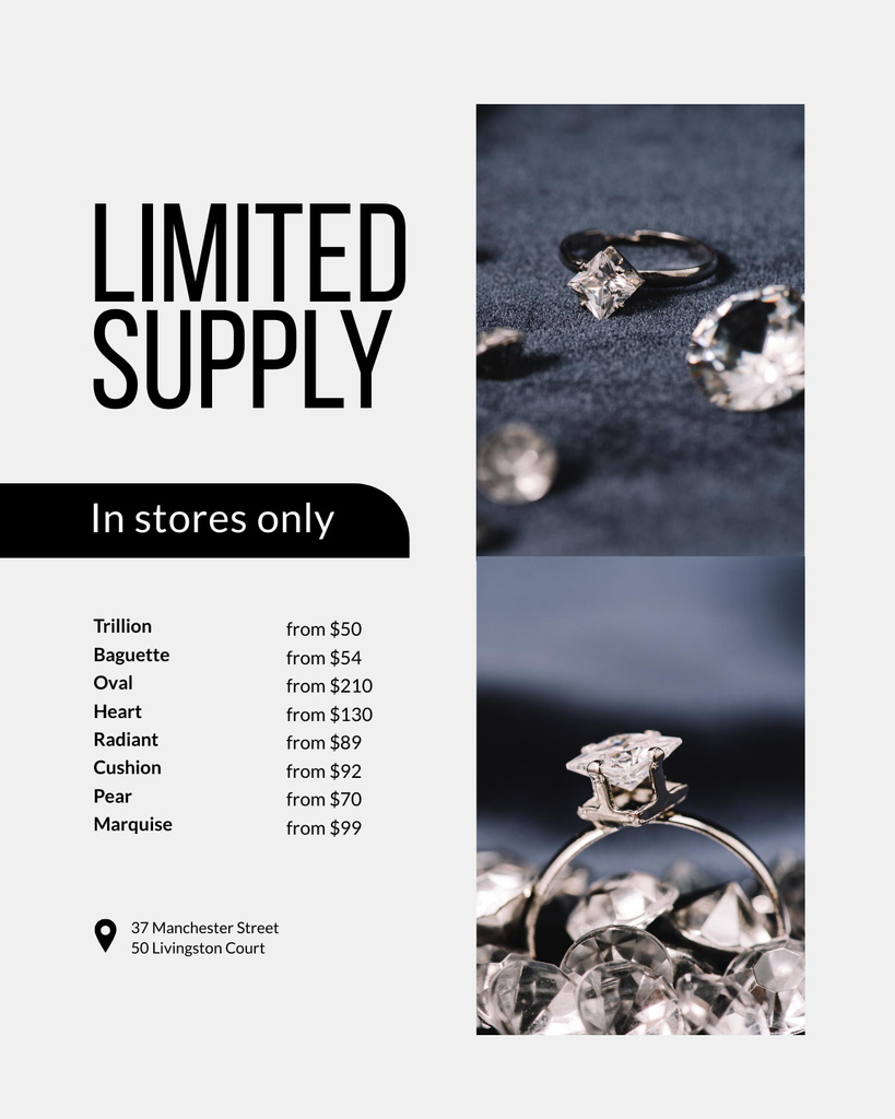 Jewelry Limited Offer with Ring with Diamond Poster 16x20in Design Template