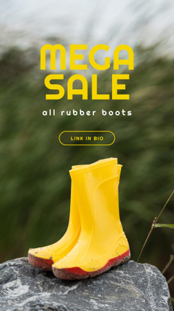Shoes Sale Rubber Boots in Yellow Instagram Story Design Template