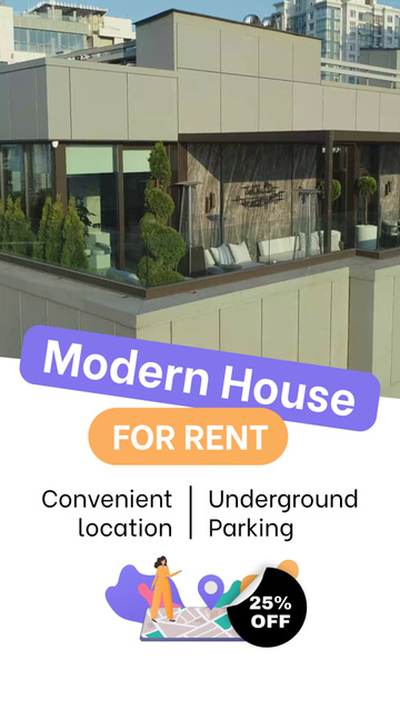 Designvorlage Modern House For Rent With Discount And Parking für Instagram Video Story