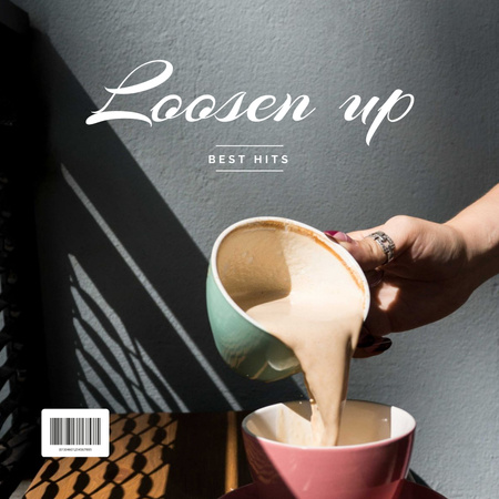Ontwerpsjabloon van Album Cover van Gieten van koffie in de beker