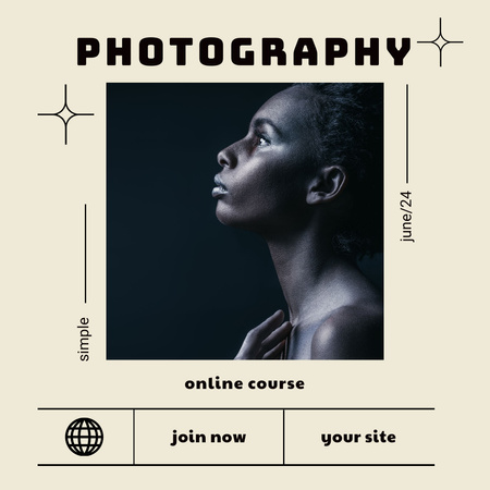 Photography Online Course Ad with Beautiful Model Instagram Design Template