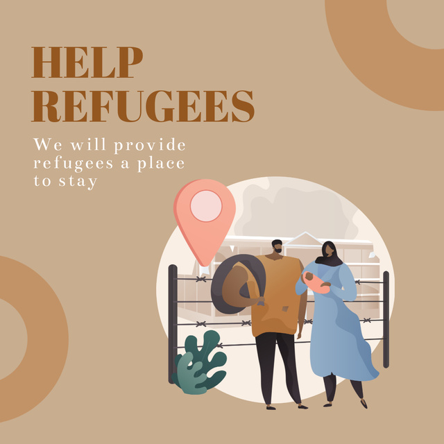 Help Ukrainian Refugees with Family with Little Baby Instagram Design Template