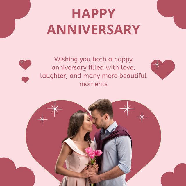 Romantic Greeting on Wedding Anniversary Instagram Design Template