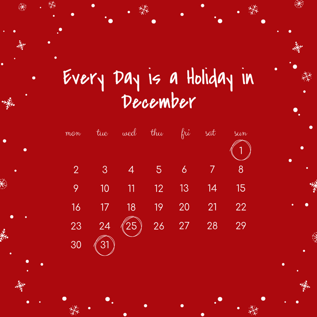 Designvorlage Cute Red New Year Calendar für Instagram