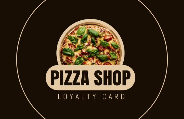 Loyalty Card to Pizzeria with Basil Pizza Business Card 85x55mmデザインテンプレート
