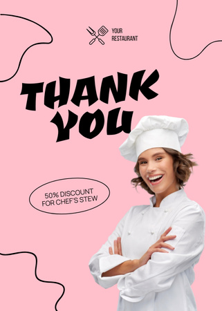 Platilla de diseño Special Offer of Chef's Stew on Pink Postcard 5x7in Vertical