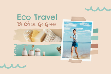 Template di design Eco Travel Board con umore estivo Mood Board