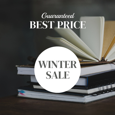 Ontwerpsjabloon van Instagram van boeken winter sale aankondiging