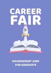 Career Fair Announcement with Rocket Launch on Top of Book