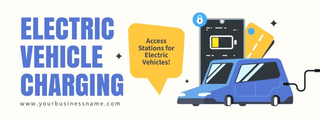 Electric Vehicle Charging Access Station Facebook cover – шаблон для дизайну