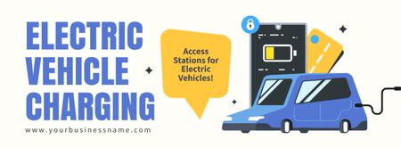 Electric Vehicle Charging Access Station Facebook cover Design Template