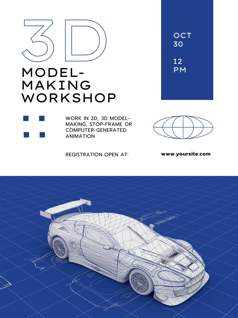 Model-making Workshop Announcement Poster US tervezősablon