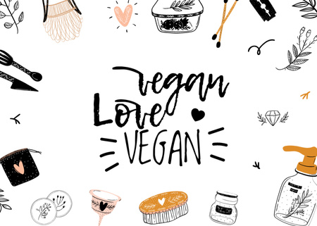 Vegan Lifestyle Concept with Eco Products Postcard 5x7in Design Template