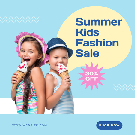 Modèle de visuel Annonce de la vente de mode d'été pour enfants - Instagram