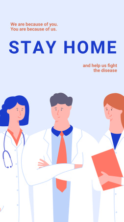 Plantilla de diseño de #Stayhome Conciencia del coronavirus con el equipo de médicos Instagram Story 