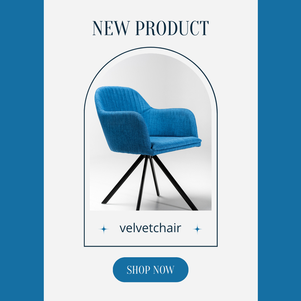 New Home Furniture Offer with Blue Armchair Instagram Tasarım Şablonu