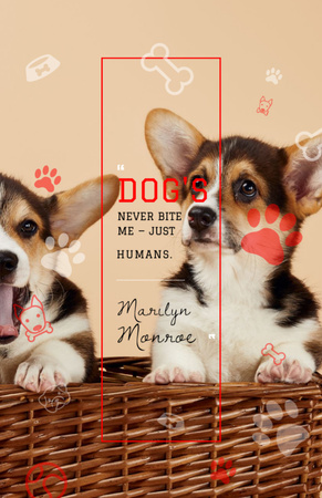 Plantilla de diseño de Amigos peludos en canasta y cita sobre humanos y perros Invitation 5.5x8.5in 
