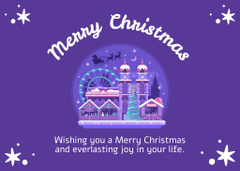 Christmas Wishes with Cozy Winter Town in Violet