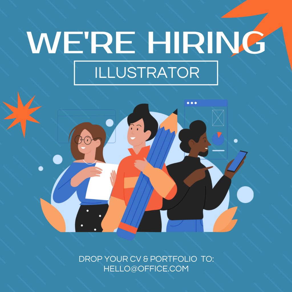 Cool Illustrators We Are Waiting For Your Resumes Instagram Πρότυπο σχεδίασης