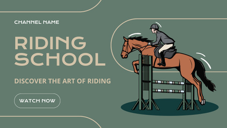 Jockey ottaa esteitä ratsastajien koulussa Youtube Thumbnail Design Template