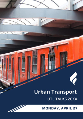 Public Transport Train in Subway Tunnel Flyer A7 Design Template