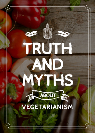 Пропозиція вегетаріанської їжі з овочами на дерев'яному столі Flayer – шаблон для дизайну