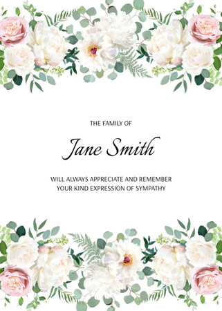 Platilla de diseño Sympathy Phrase with Watercolor Flowers Frame Postcard 5x7in Vertical