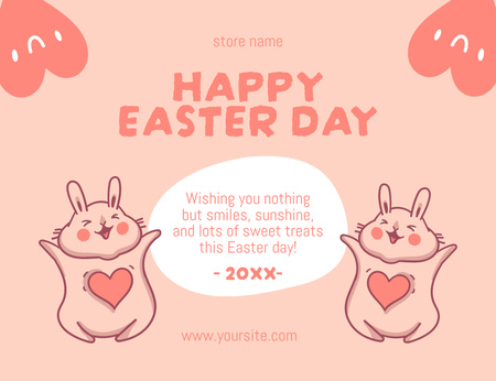 Happy Easter Day Wishes Thank You Card 5.5x4in Horizontal Design Template