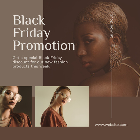 Plantilla de diseño de Promoción de moda del viernes negro en marrón Instagram AD 