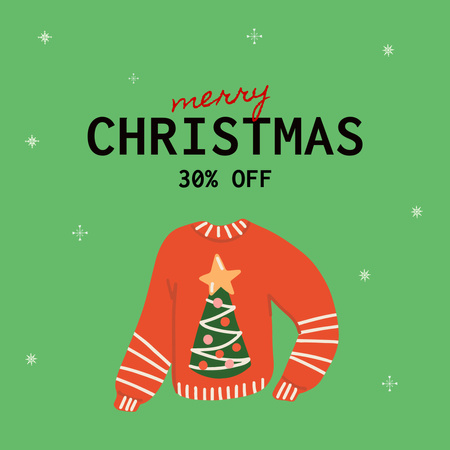 Template di design Christmas Offer with Cute Sweater Instagram