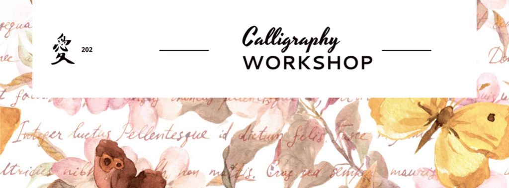 Calligraphy Skills Session Announcement With Floral Pattern Facebook cover Πρότυπο σχεδίασης