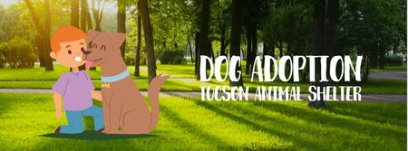 Boy playing with dog Facebook Video cover Design Template