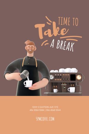 Barista Making Coffee by Machine Tumblr Design Template