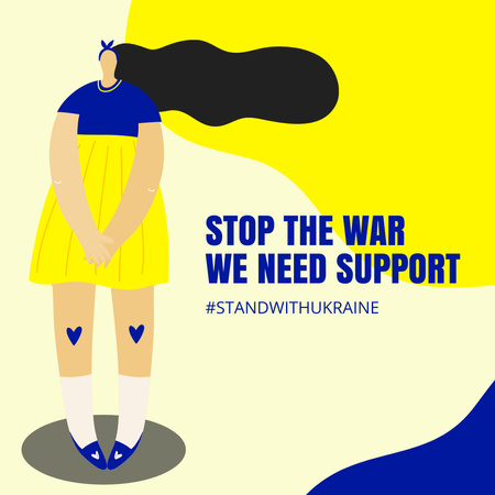 Young Ukrainian Woman Calls to Support Ukraine Instagram Design Template