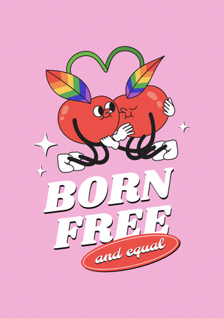 Platilla de diseño Awareness of Tolerance to LGBT with Cute Cherries Poster